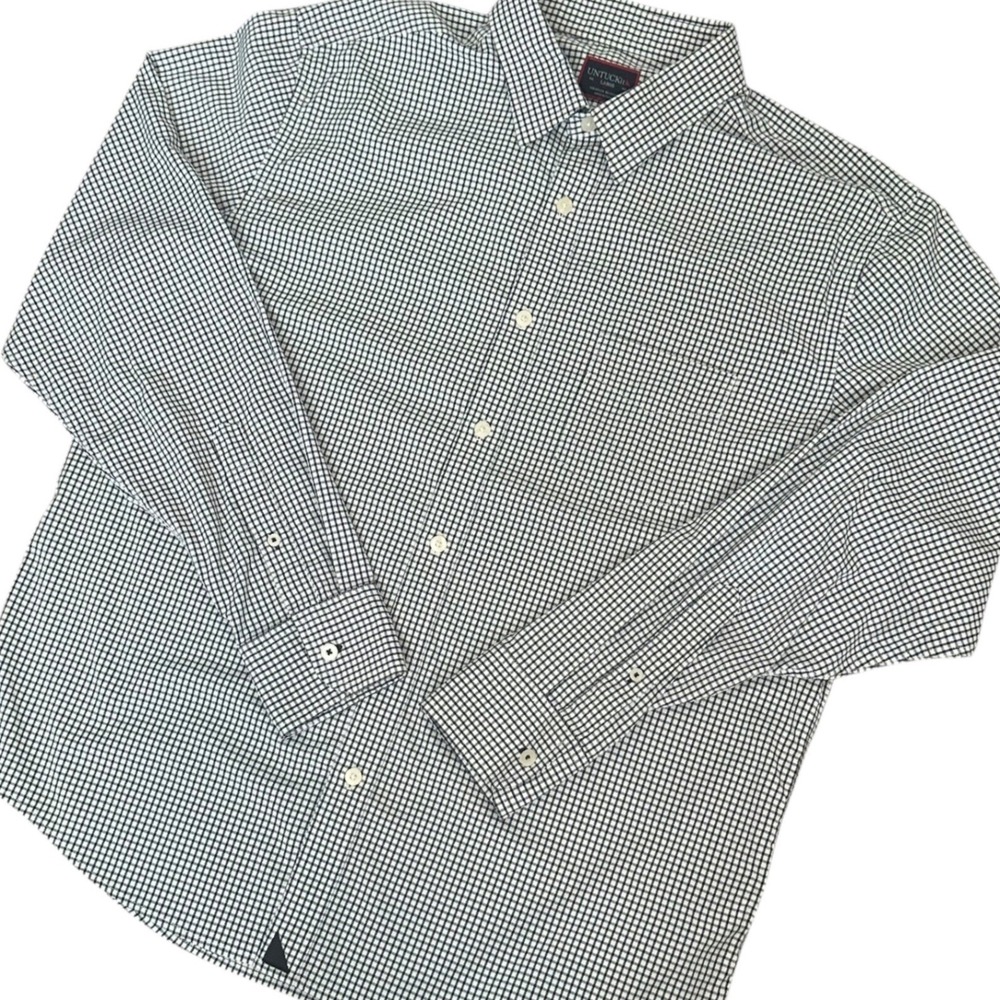 UNTUCKit Shirt Men's Large Black White Gingham Wagner‎ Performance Button Down